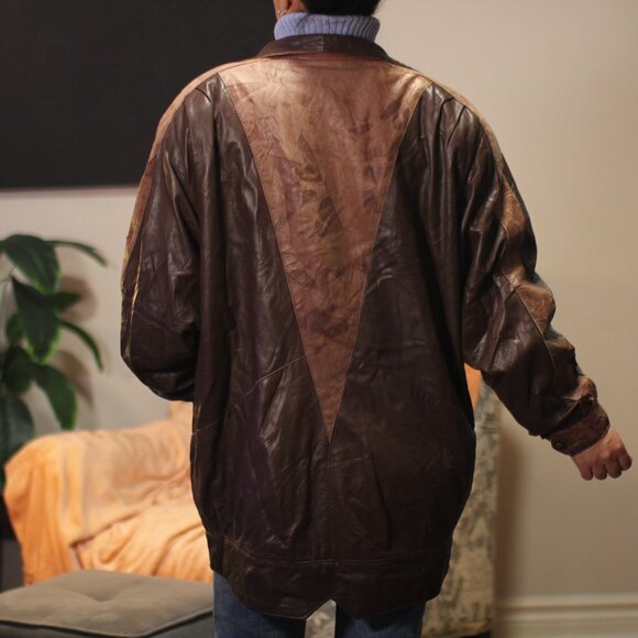 Leather Jacket Brown. Vintage Genuine Lether - Picture 4 of 15